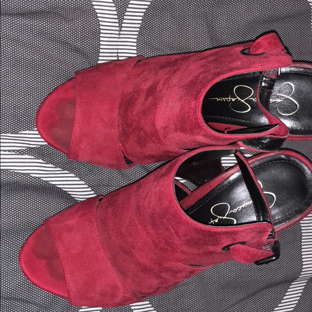 Jessica Simpson red suede high heels